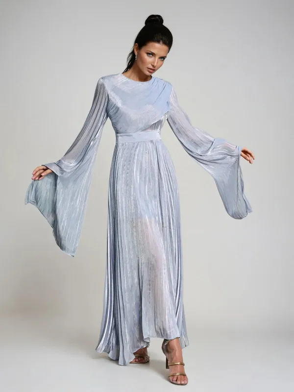 Rhory Long Sleeve Pleated Dress In Blue made by Mew Mews