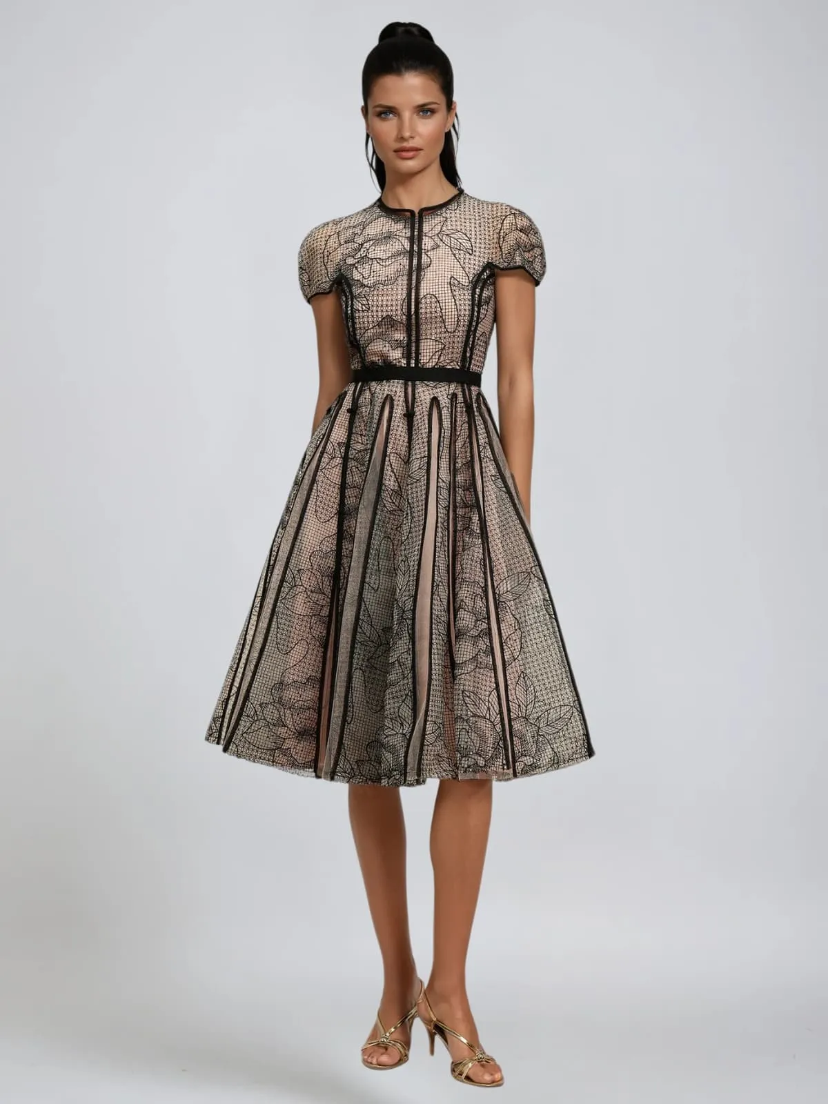 Rhaxma Floral Embroidered Midi Dress sold by Mew Mews