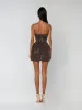 Danielle Strapless Flower Embroidered Mini Dress In Black sold by Mew Mews