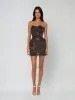 Danielle Strapless Flower Embroidered Mini Dress In Black sold by Mew Mews