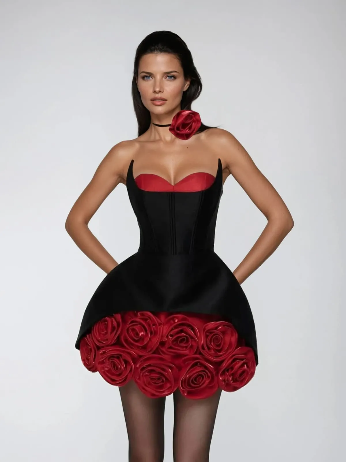 Oxide Strapless Flower Mini Dress sold by Mew Mews