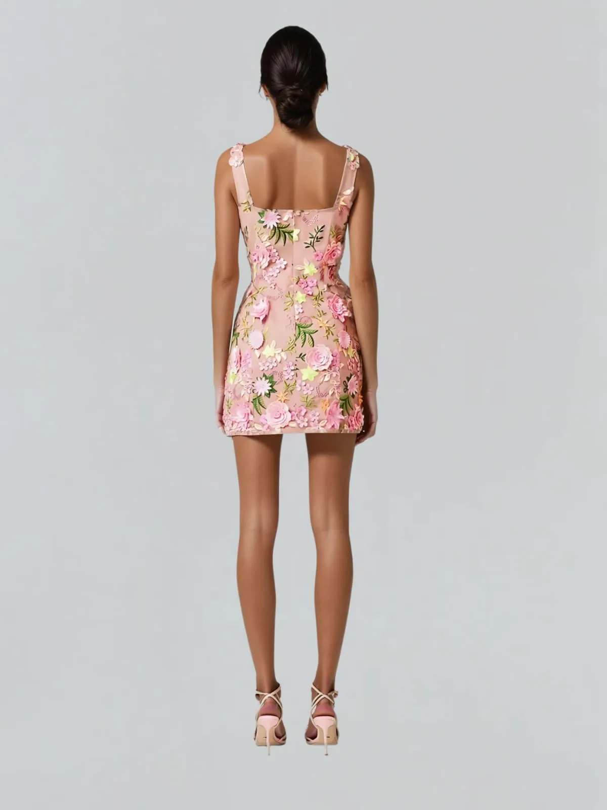 Cyrthis Spaghetti Flower Embroidered Mini Dress sold by Mew Mews product image thumbnail 2