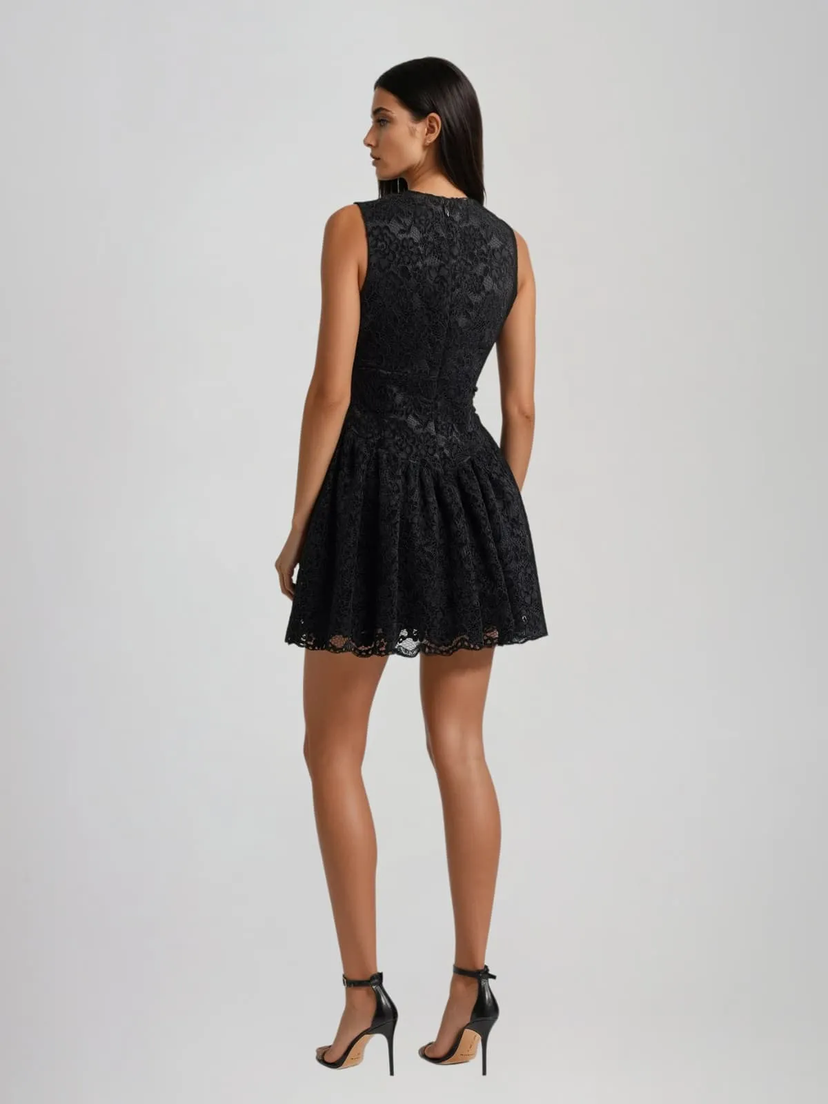 Cyria Sleeveless Embroidered Mini Dress In Black sold by Mew Mews product image thumbnail 3