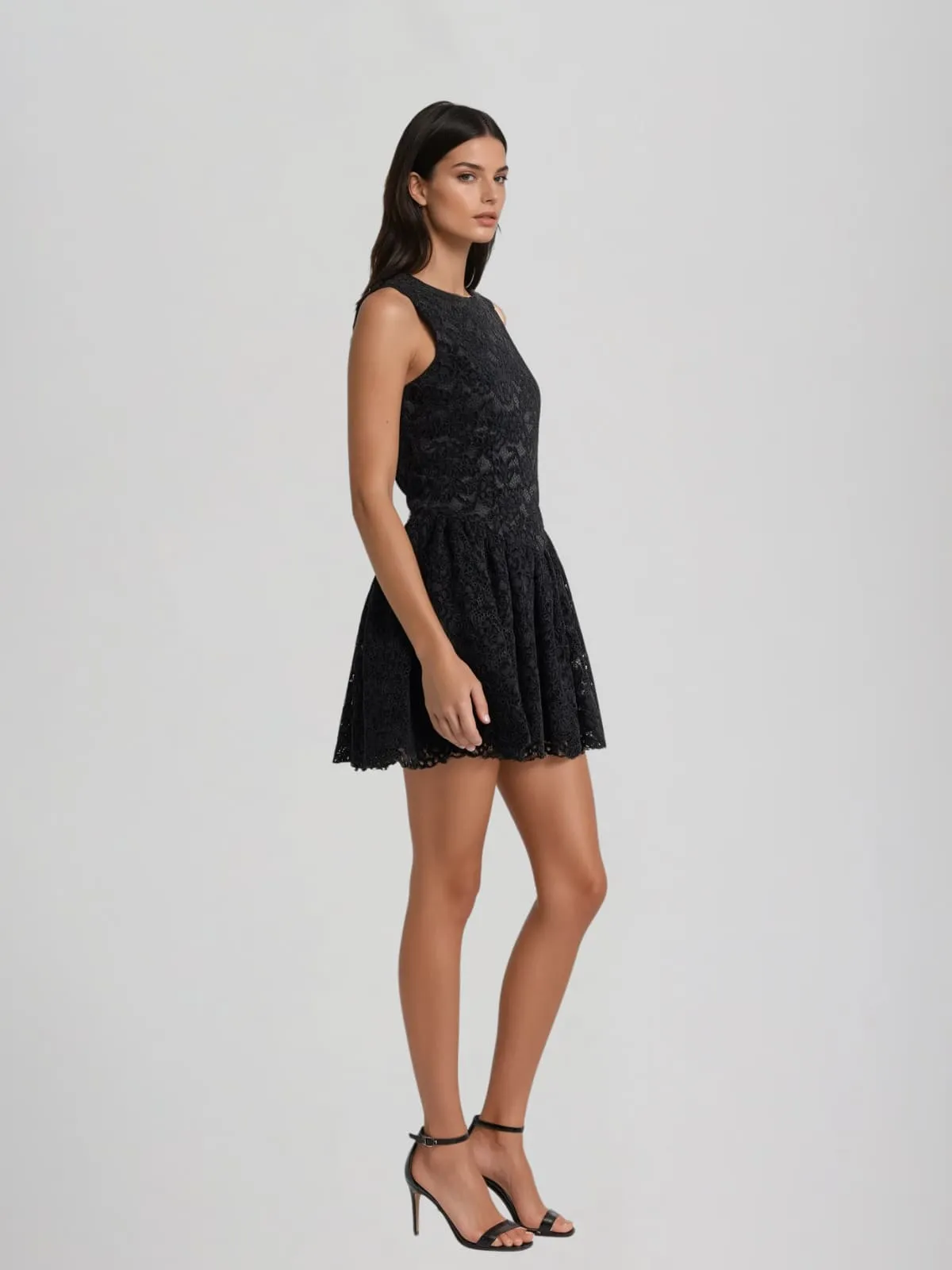Cyria Sleeveless Embroidered Mini Dress In Black sold by Mew Mews product image thumbnail 2