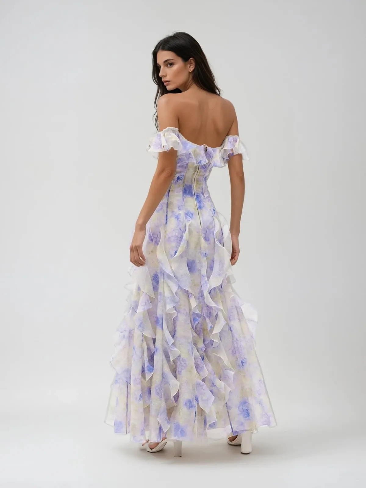 Cedron Off Shoulder Floral Ruffle Maxi Dress sold by Mew Mews product image thumbnail 3
