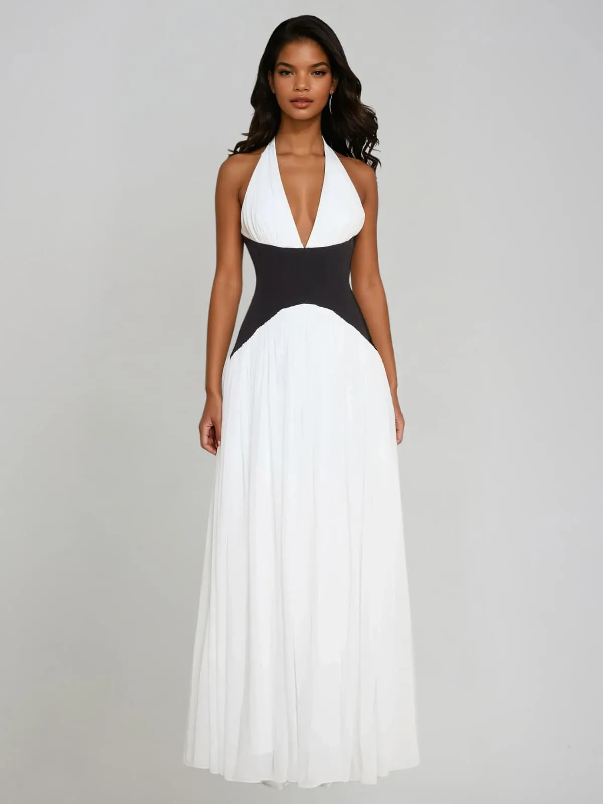 Oryon Plunge Neck Split Maxi Dress sold by Mew Mews
