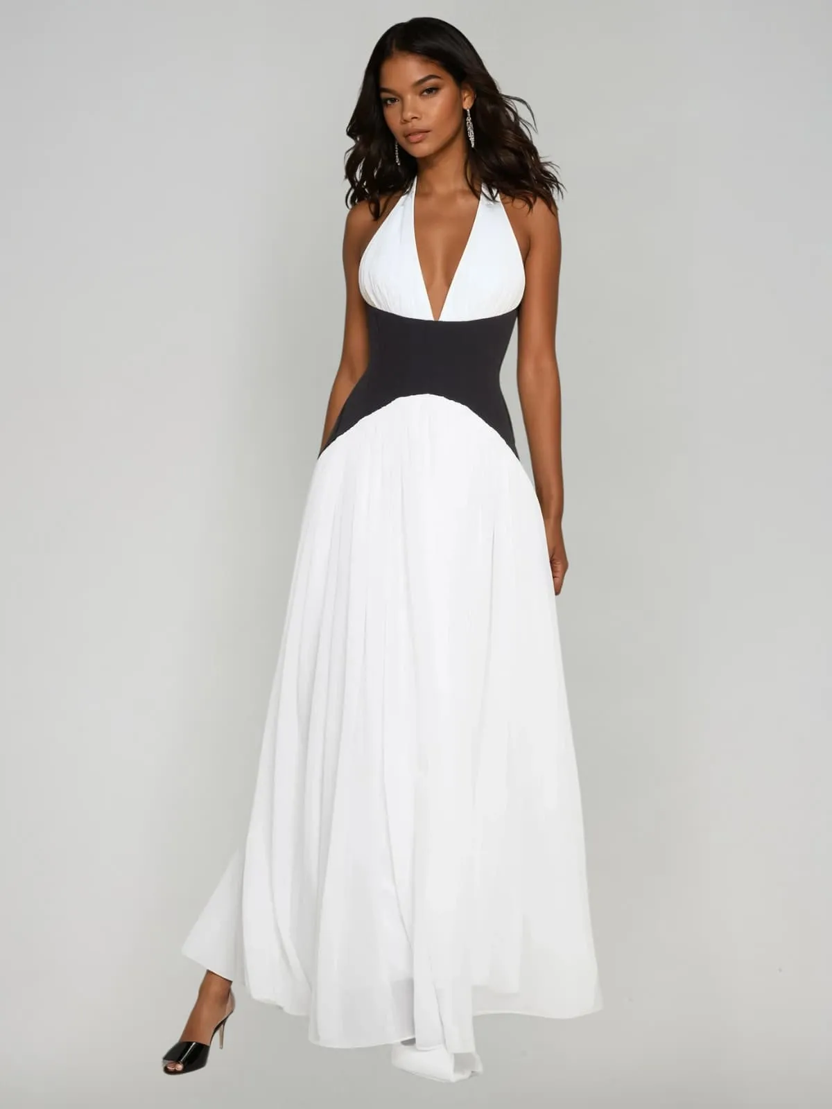Oryon Plunge Neck Split Maxi Dress sold by Mew Mews product image thumbnail 2