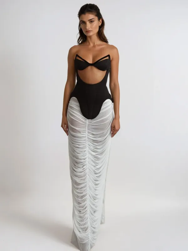 Kalena Strapless Cutout Ruched Skirt Set sold by Mew Mews