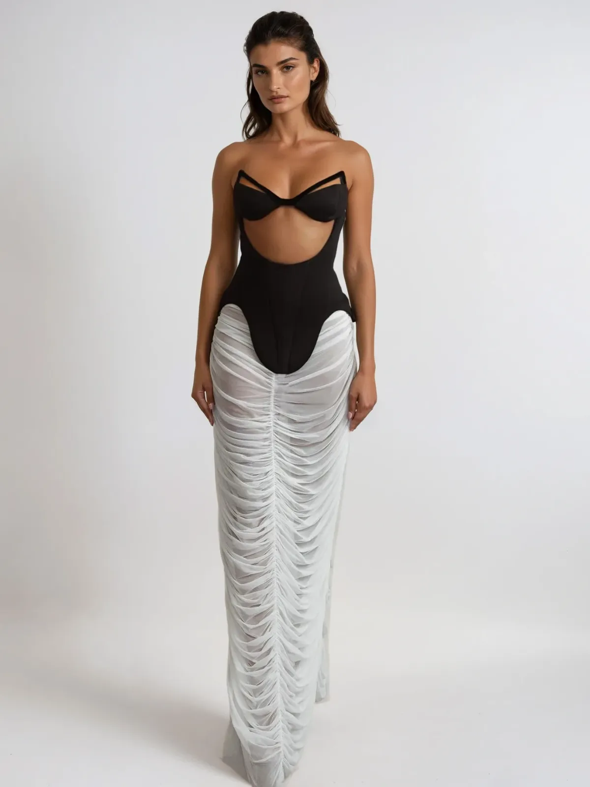 Kalena Strapless Cutout Ruched Skirt Set sold by Mew Mews