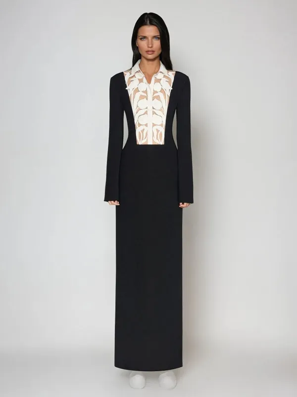 Nikifor Folded Collar Floral Midi Dress sold by Mew Mews