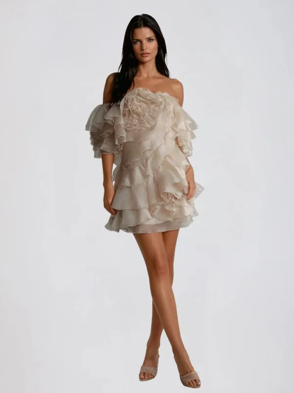 Xyrisza Off Shoulder Ruffle Mini Dress sold by Mew Mews
