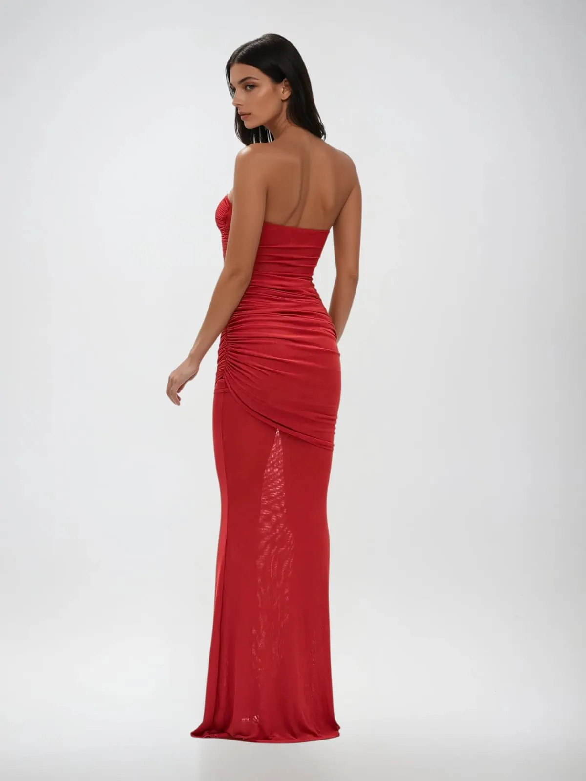 Plthris Strapless Ruched Maxi Dress sold by Mew Mews product image thumbnail 2