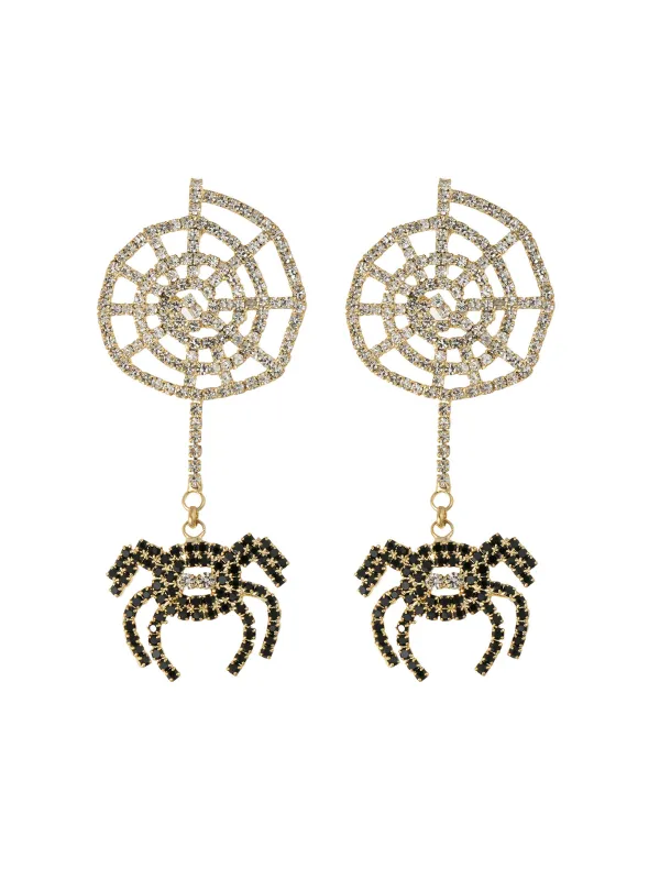 Oryndel Cobweb Rhinestone Earrings sold by Mew Mews