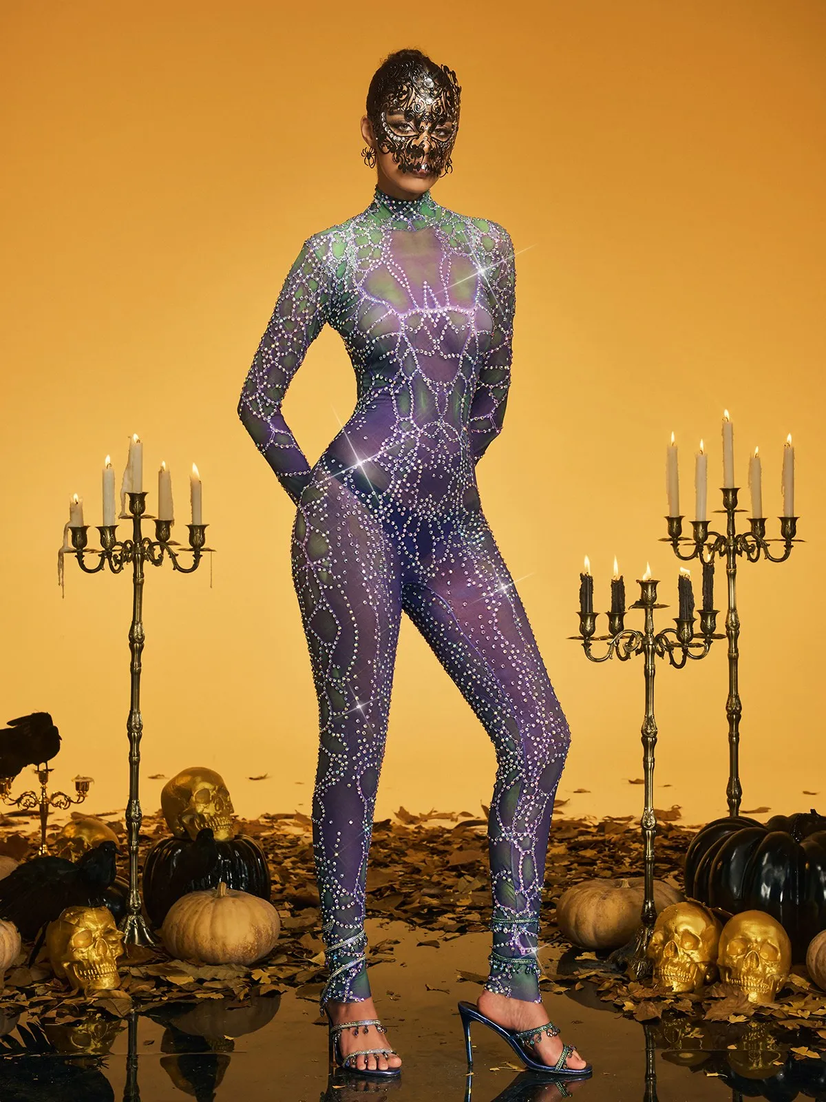 Oxion High Neck Rhinestone Jumpsuit sold by Mew Mews product image thumbnail 3