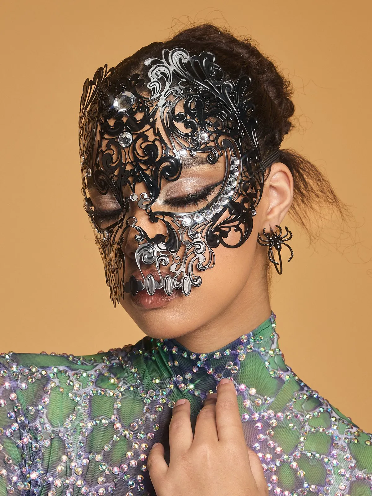 Olyxra Rhinestone Metallic Mask sold by Mew Mews product image thumbnail 5