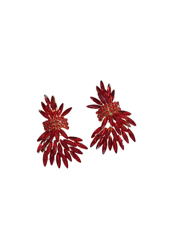 Olthris Rhinestone Earrings In Red sold by Mew Mews