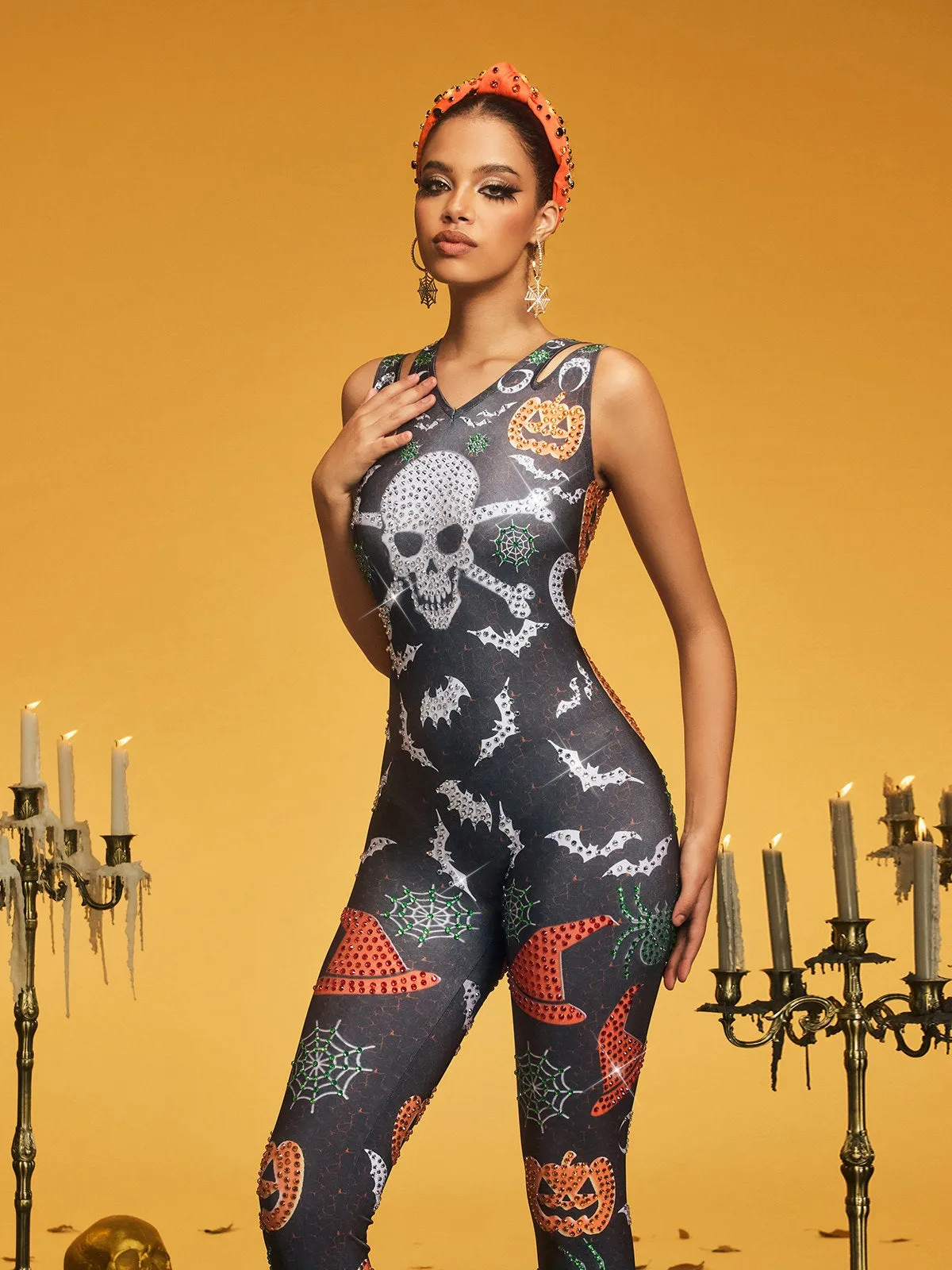 Jyrene Sleeveless Printed Jumpsuit sold by Mew Mews product image thumbnail 3