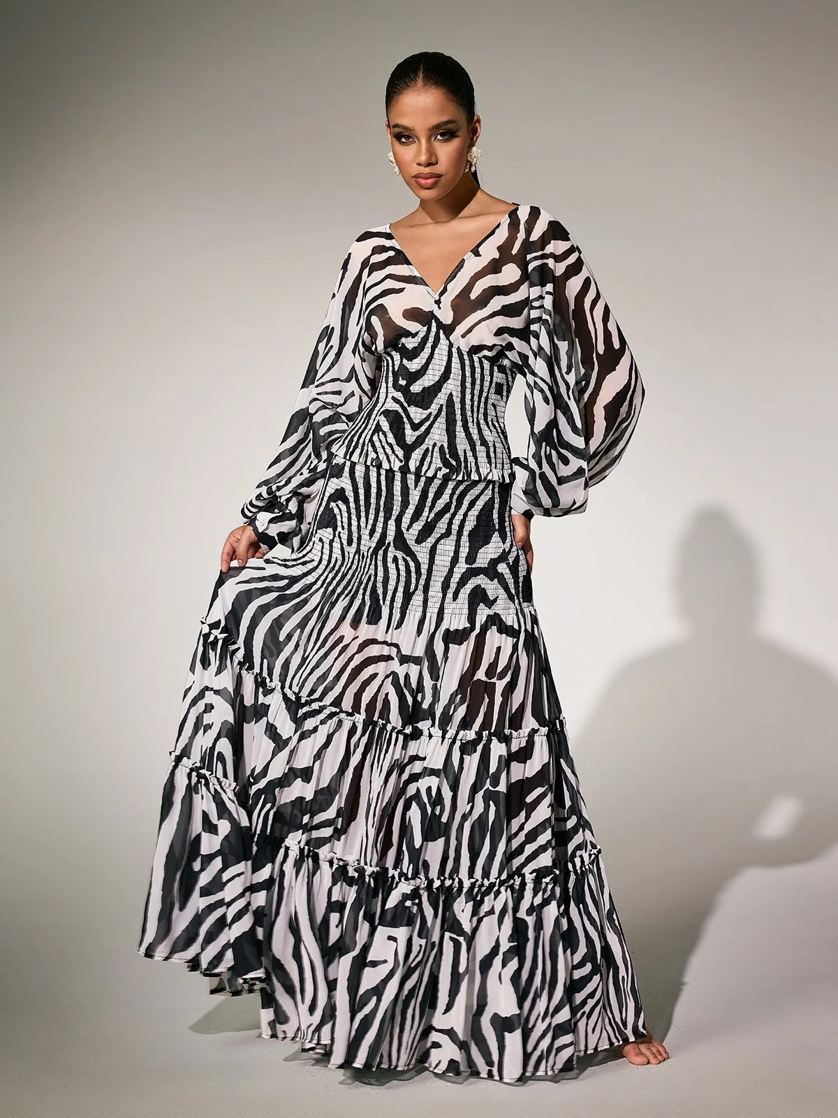 Panthea V Neck Zebra Skirt Set sold by Mew Mews