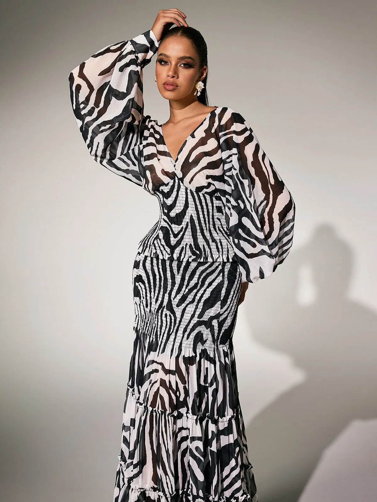 Panthea V Neck Zebra Skirt Set sold by Mew Mews product image thumbnail 2