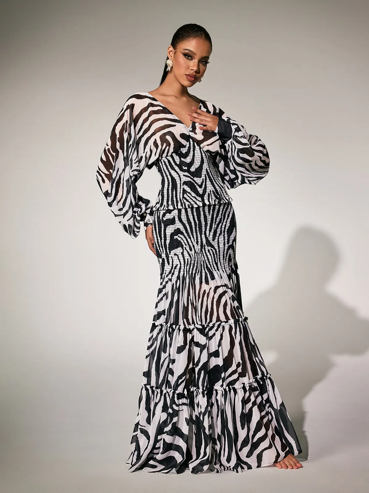 Panthea V Neck Zebra Skirt Set sold by Mew Mews product image thumbnail 5