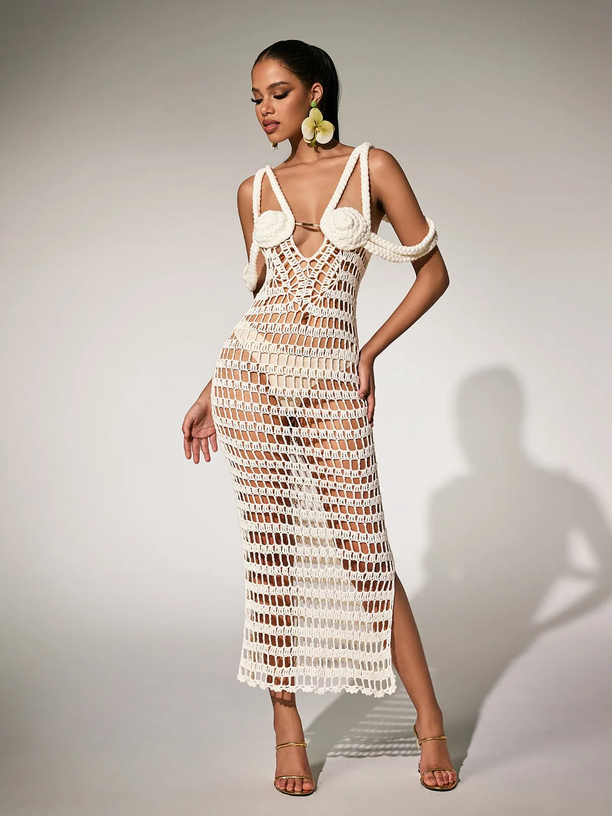 Pzvra Sleeveless Cutout Knitted Maxi Dress sold by Mew Mews product image thumbnail 2