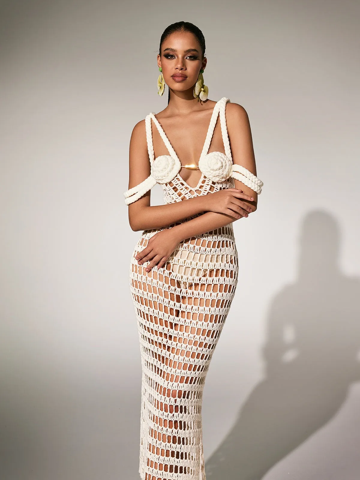 Pzvra Sleeveless Cutout Knitted Maxi Dress sold by Mew Mews product image thumbnail 3