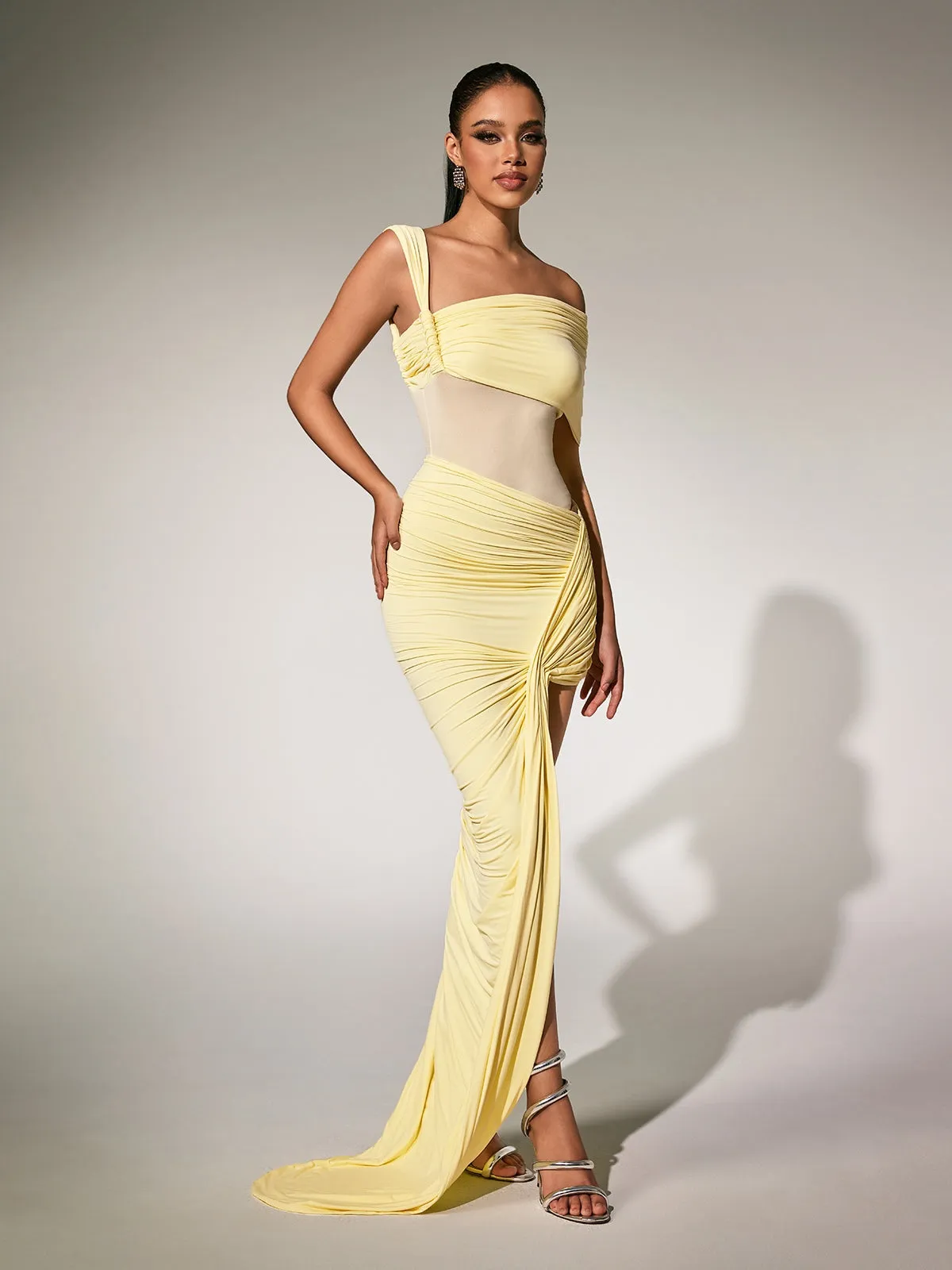 Pvaris One Shoulder Ruched Split Bodysuit Set sold by Mew Mews product image thumbnail 3