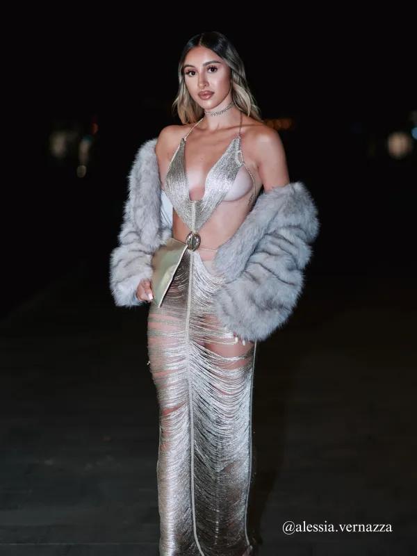 Taldrex Backless Fringe Cutout Maxi Dress sold by Mew Mews