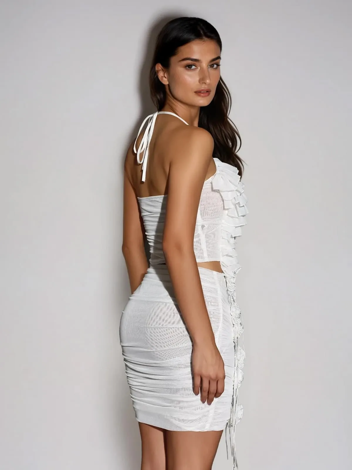 Sarabi Halterneck Ruched Flower Skirt Set sold by Mew Mews product image thumbnail 4