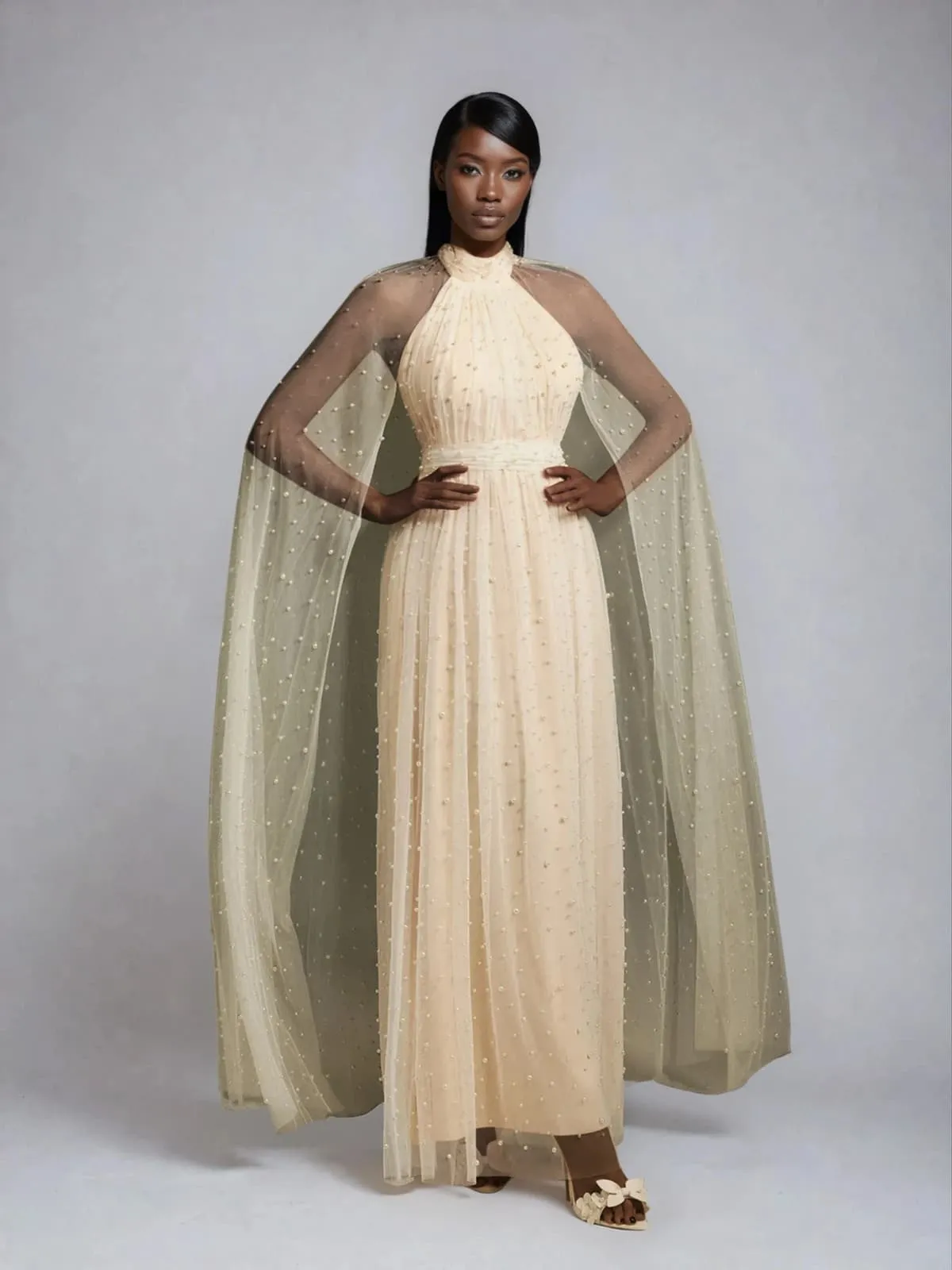 Leeto Pearl Mesh Maxi Dress sold by Mew Mews