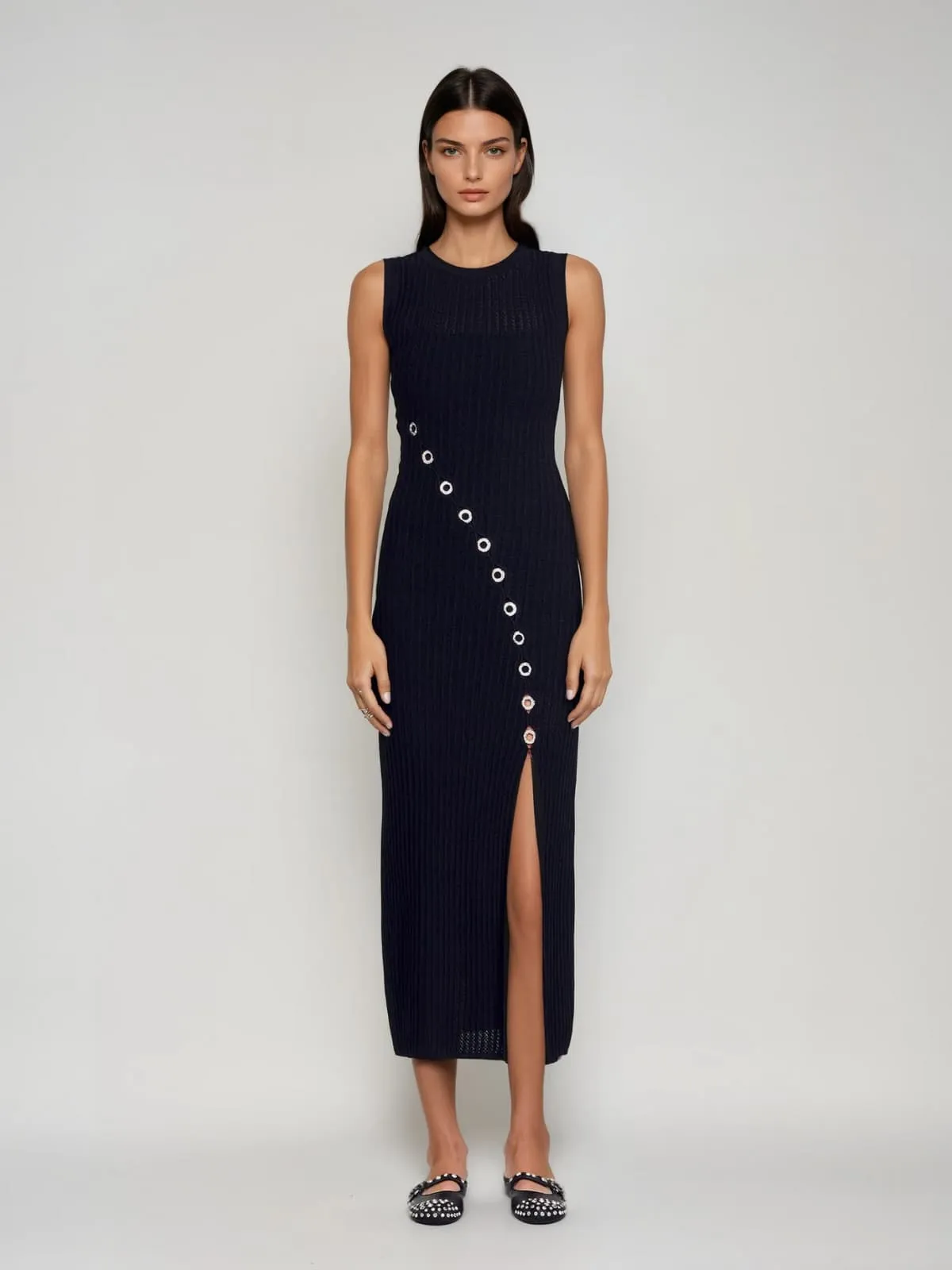 Plyria Sleeveless Split Knitted Midi Dress sold by Mew Mews