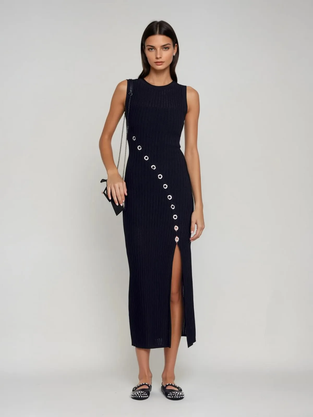 Plyria Sleeveless Split Knitted Midi Dress sold by Mew Mews product image thumbnail 2