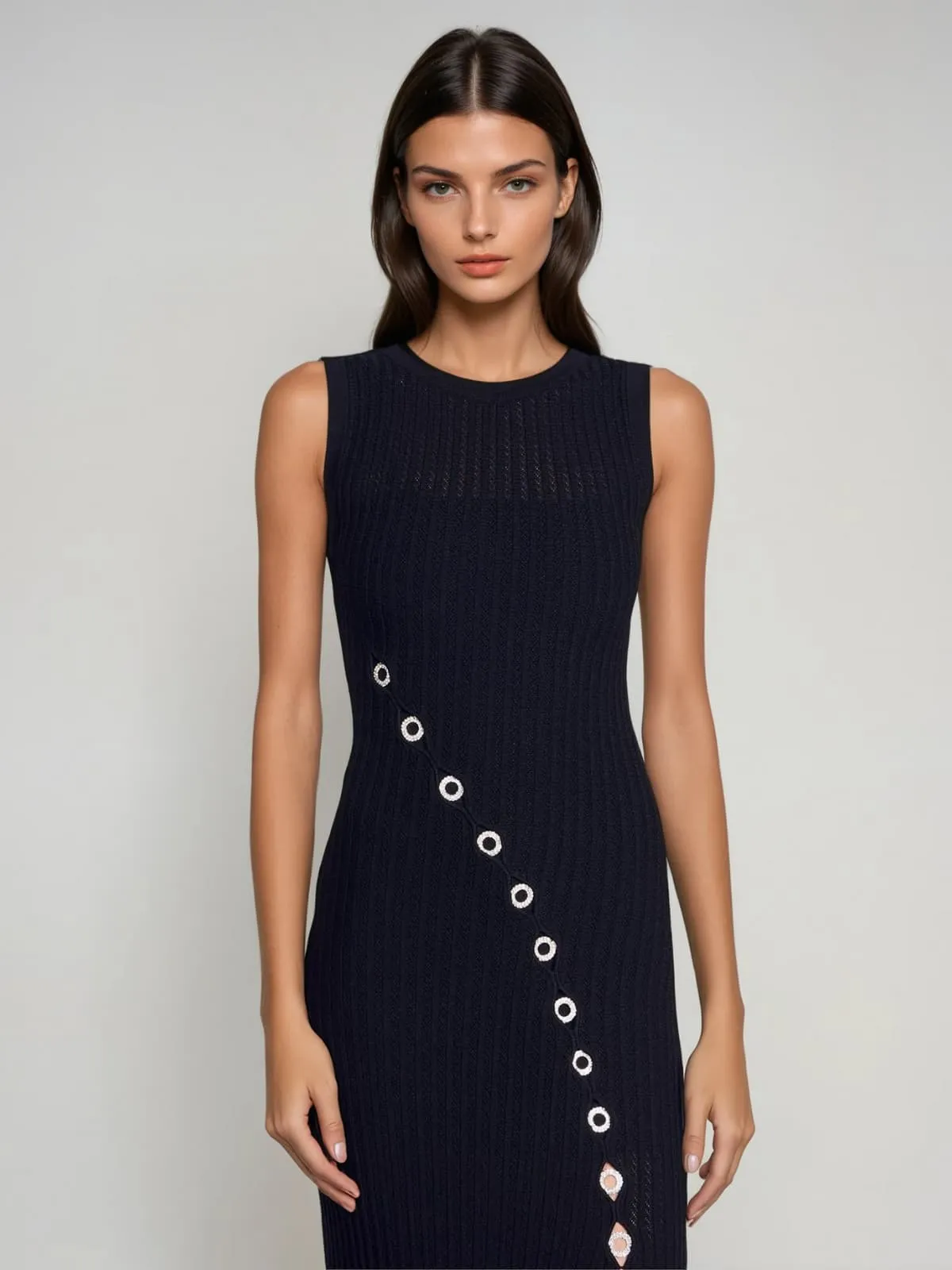 Plyria Sleeveless Split Knitted Midi Dress sold by Mew Mews product image thumbnail 3