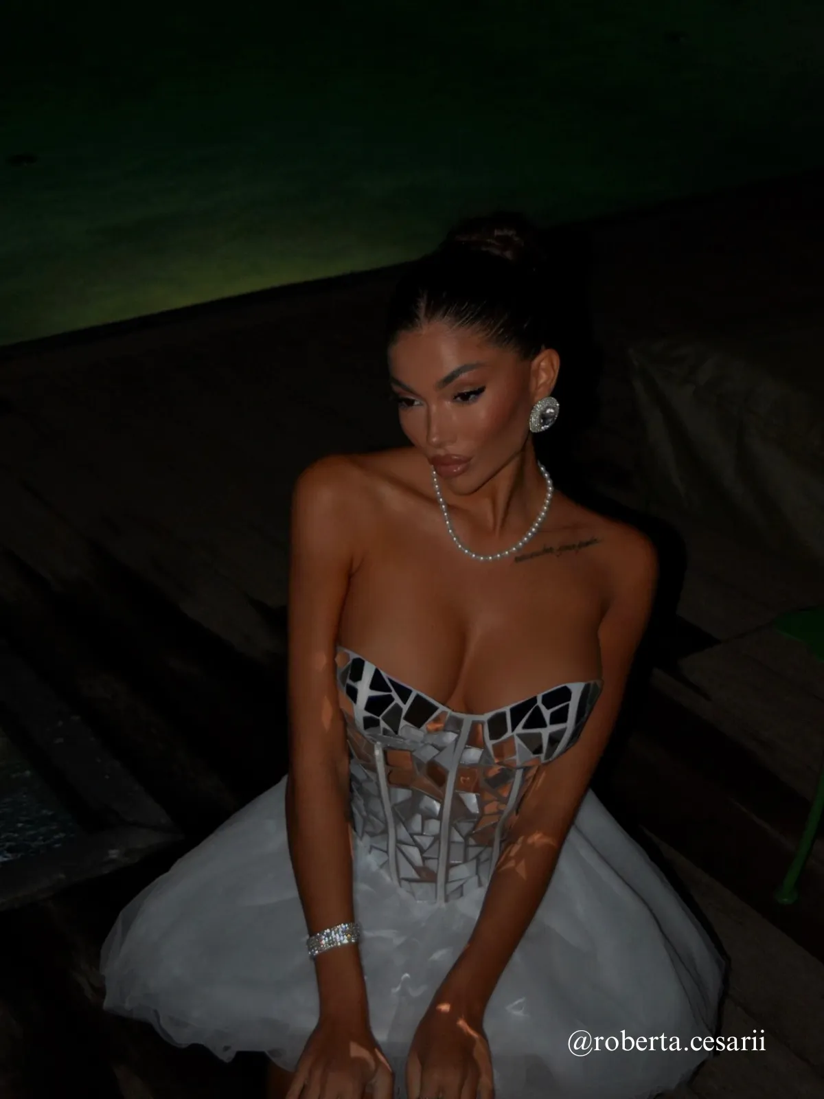 Qaeltrix Strapless Acrylic Mini Dress sold by Mew Mews product image thumbnail 3