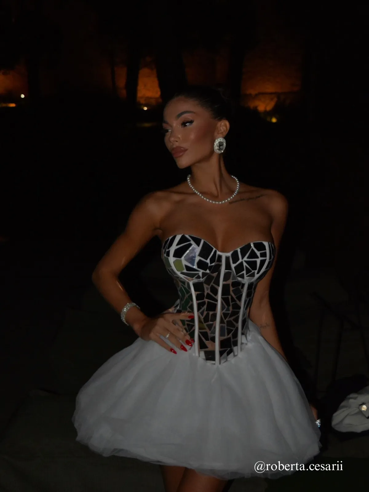 Qaeltrix Strapless Acrylic Mini Dress sold by Mew Mews product image thumbnail 4