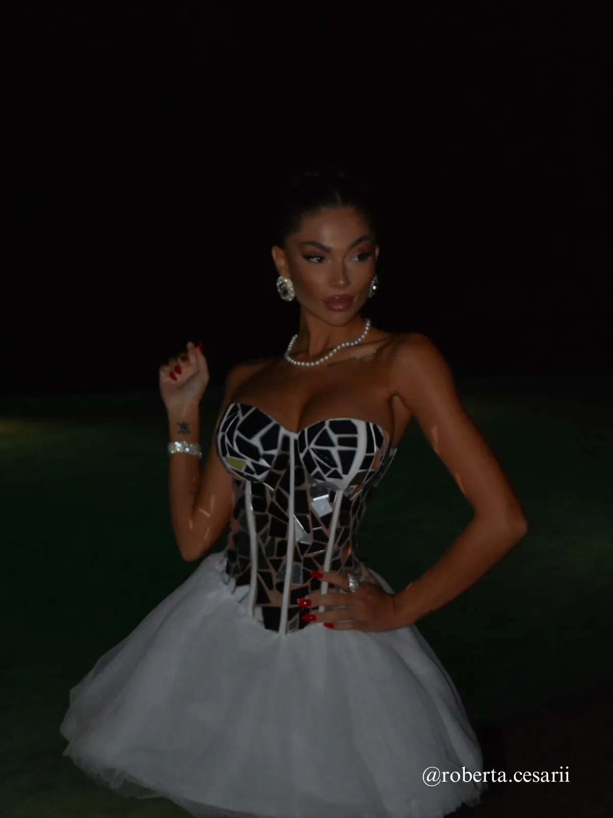 Qaeltrix Strapless Acrylic Mini Dress sold by Mew Mews product image thumbnail 2