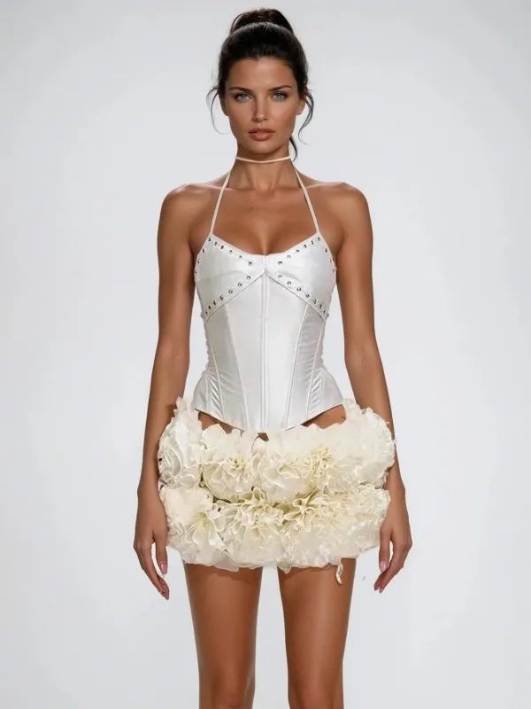 Briethorn Flower Pearl Fringe Skirt Set sold by Mew Mews