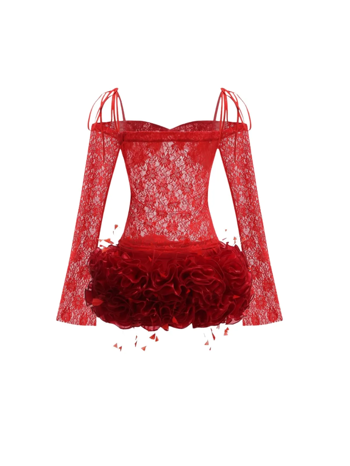 Zyrion Off Shoulder Lace Flower Mini Dress sold by Mew Mews product image thumbnail 5