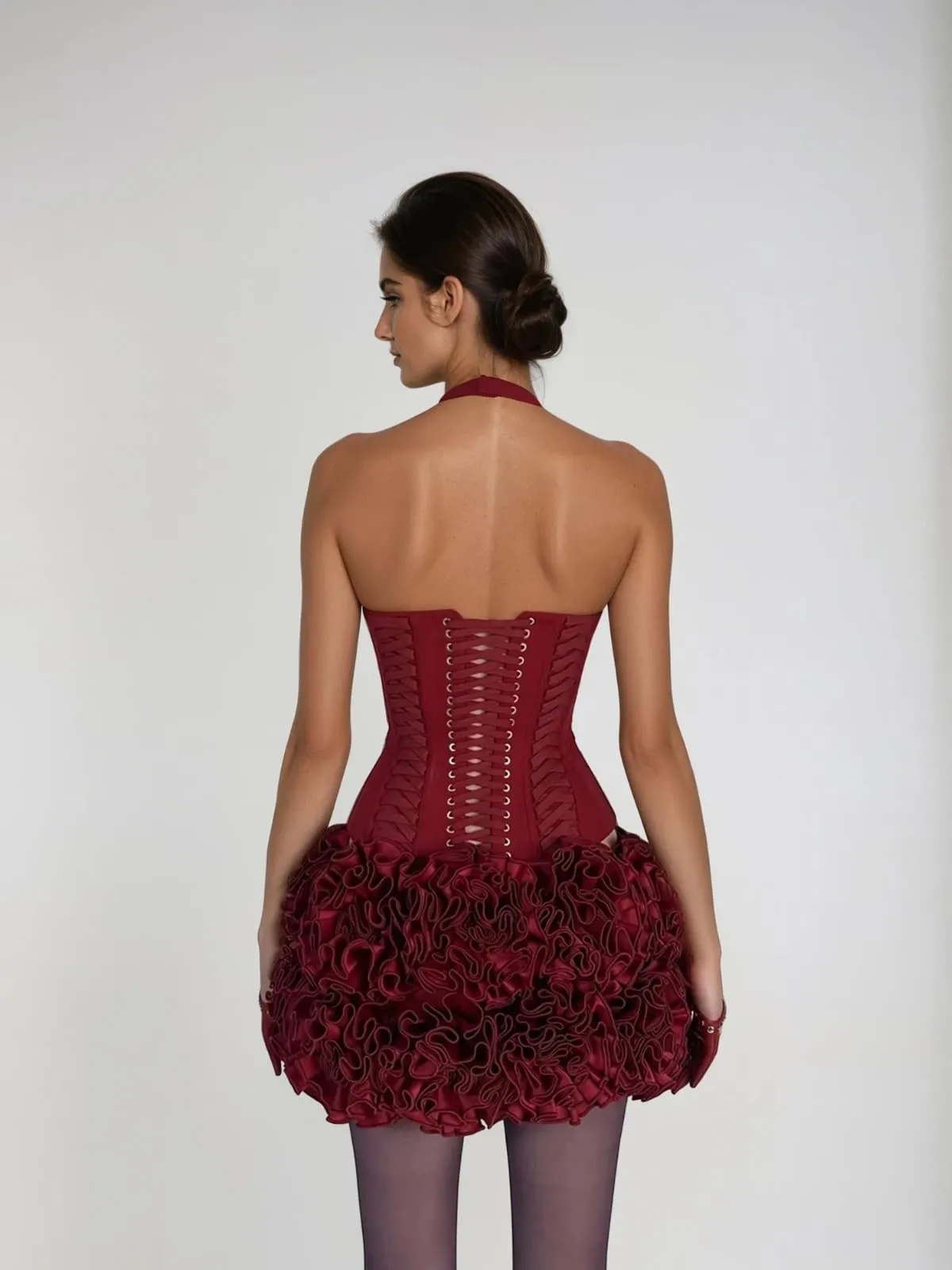 Yryndis Plunge Neck Flower Mini Dress sold by Mew Mews product image thumbnail 2