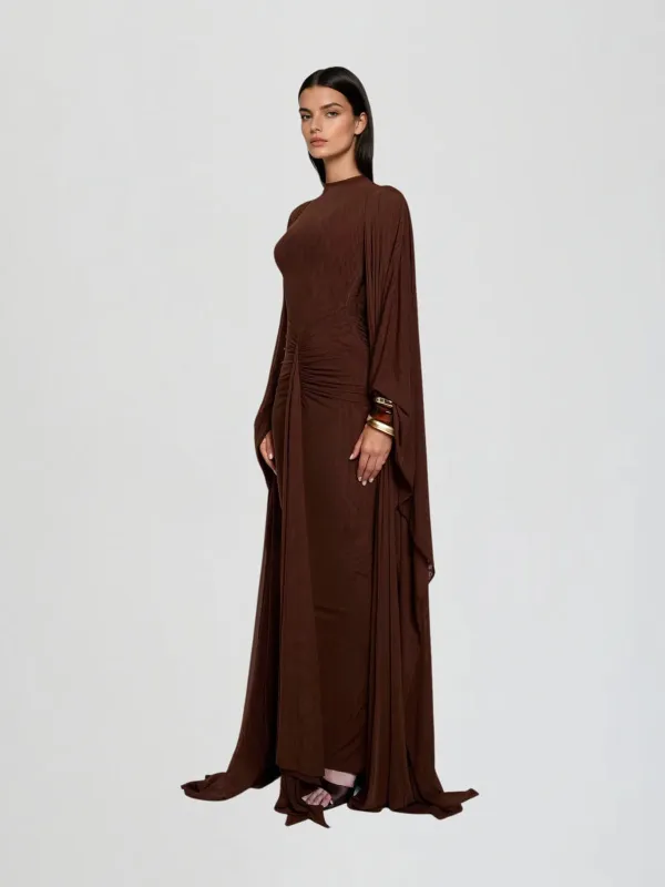 Raldrix Shawl Ruched Draped Maxi Dress sold by Mew Mews