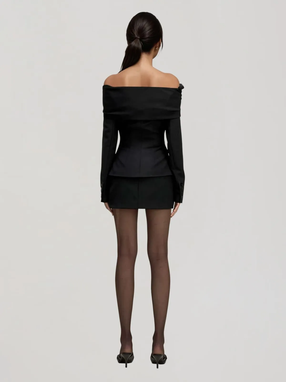 Quelix Off Shoulder Button Up Blazer sold by Mew Mews product image thumbnail 2