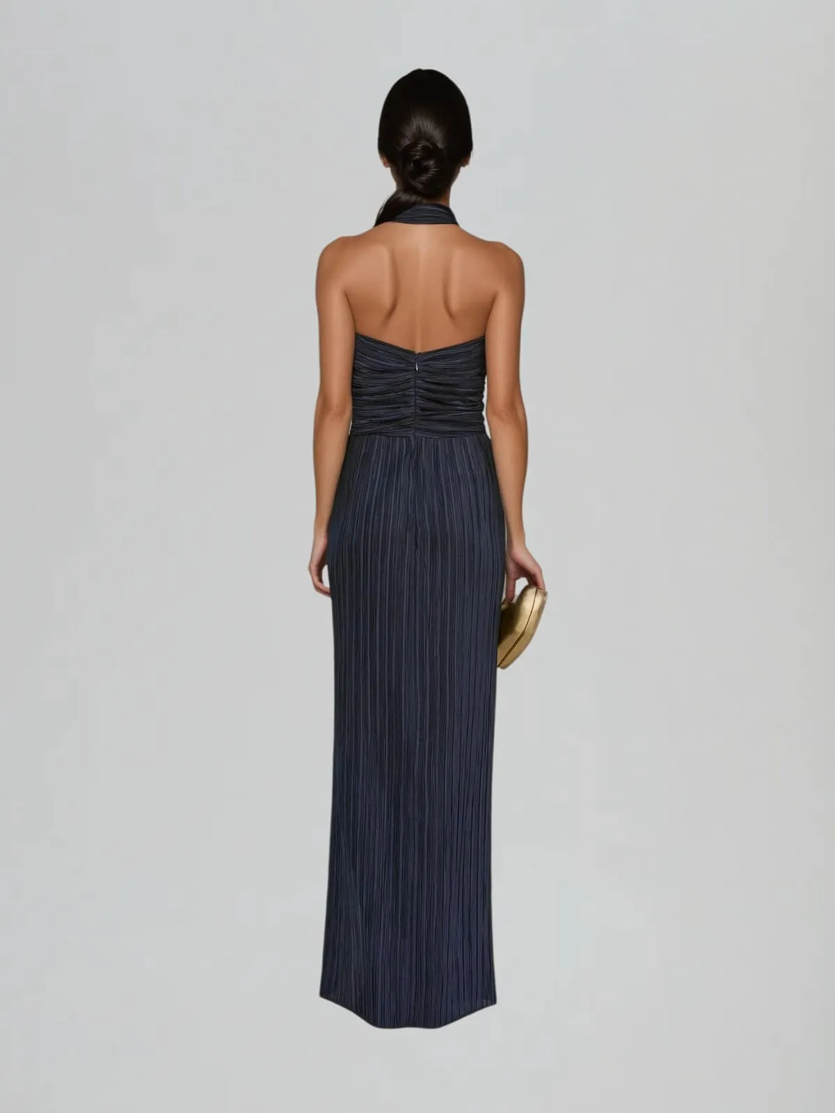 Ryrene Halterneck Ruched Split Maxi Dress sold by Mew Mews product image thumbnail 4