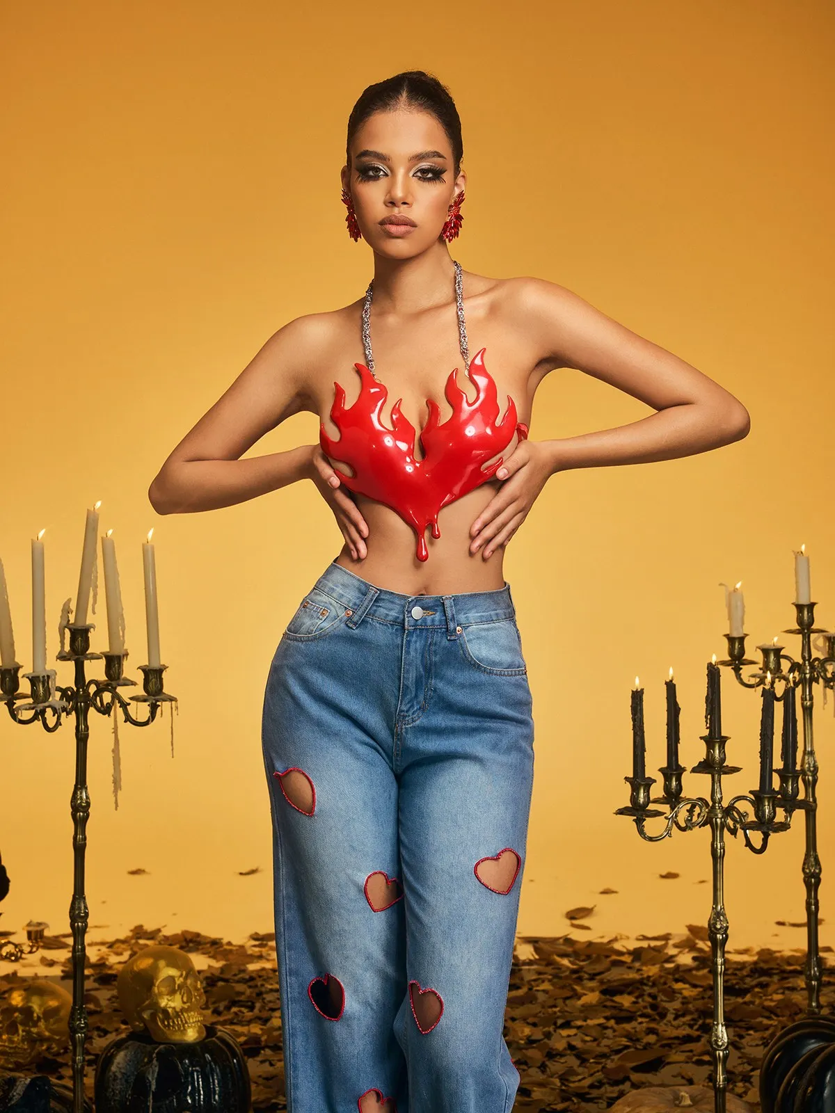 Naldrix Halterneck Flame Armor Top sold by Mew Mews