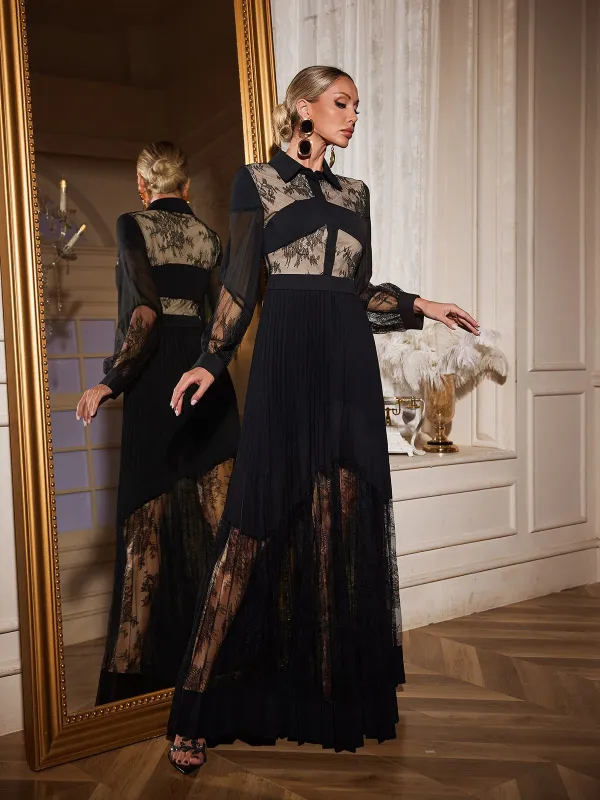 Raldris Lace Pleated Maxi Dress sold by Mew Mews