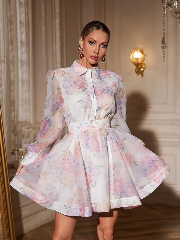 Alecto Long Sleeve Floral Mini Dress sold by Mew Mews