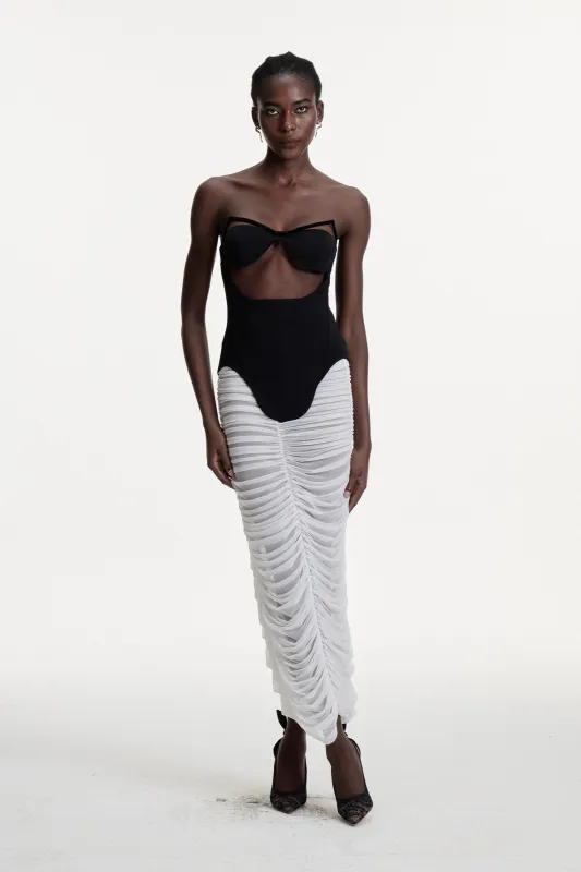 Kalena Strapless Cutout Ruched Skirt Set sold by Mew Mews