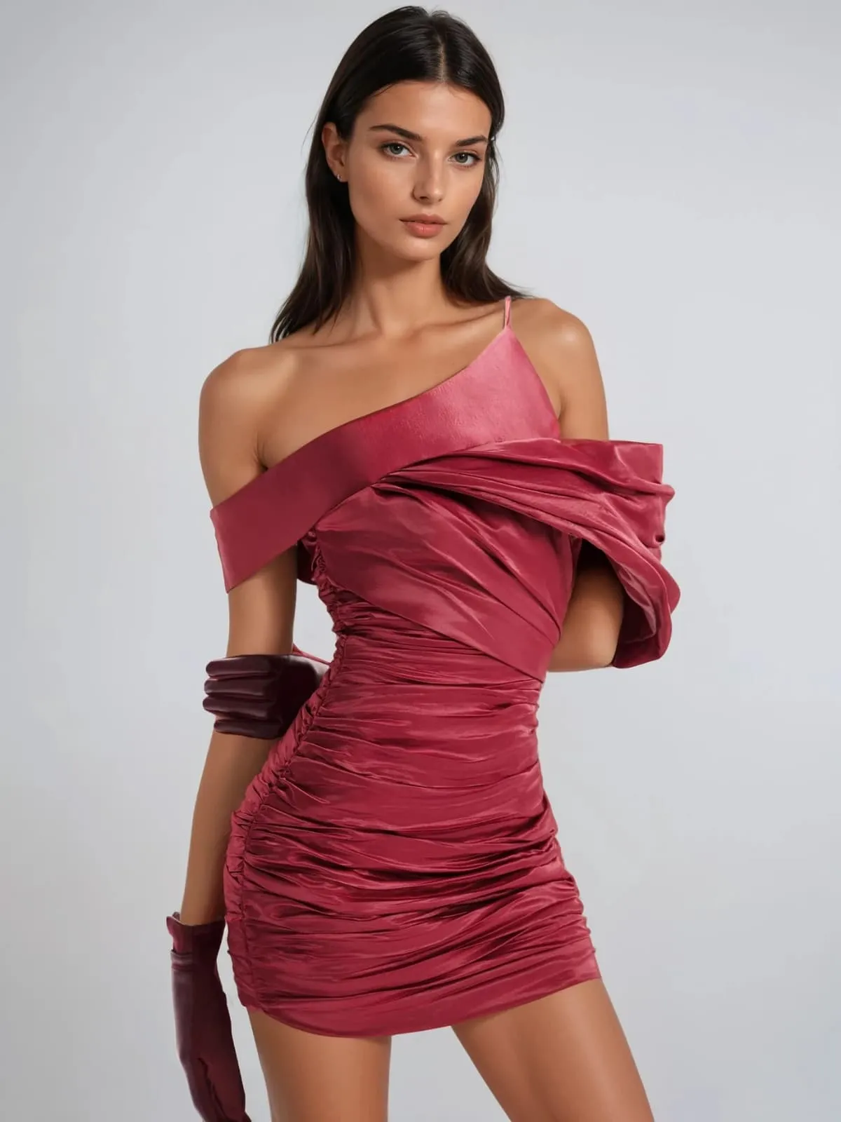 Raelthis Off Shoulder Ruched Mini Dress sold by Mew Mews product image thumbnail 3