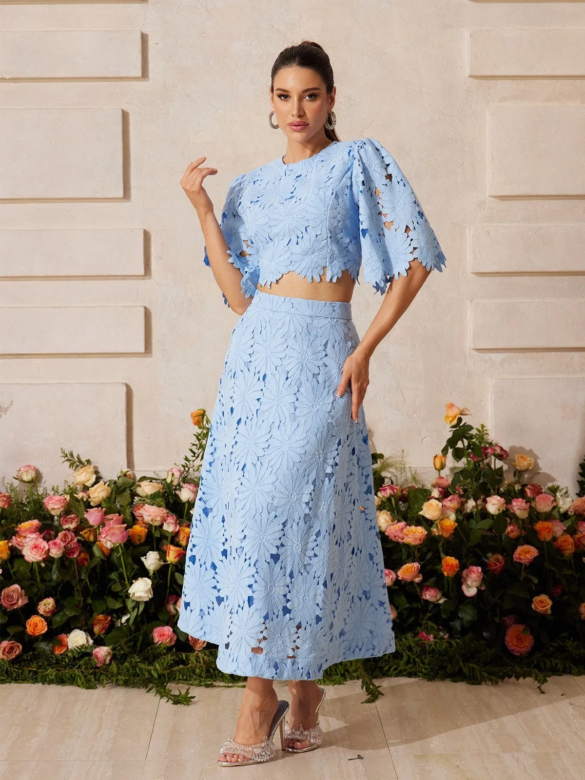 Zaelyth Floral Embroidered Skirt Set sold by Mew Mews product image thumbnail 2