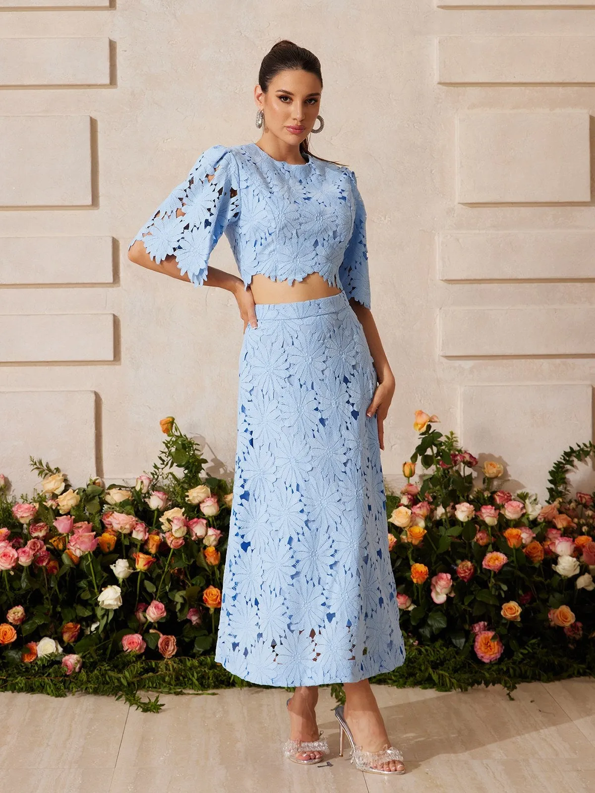 Zaelyth Floral Embroidered Skirt Set sold by Mew Mews product image thumbnail 5