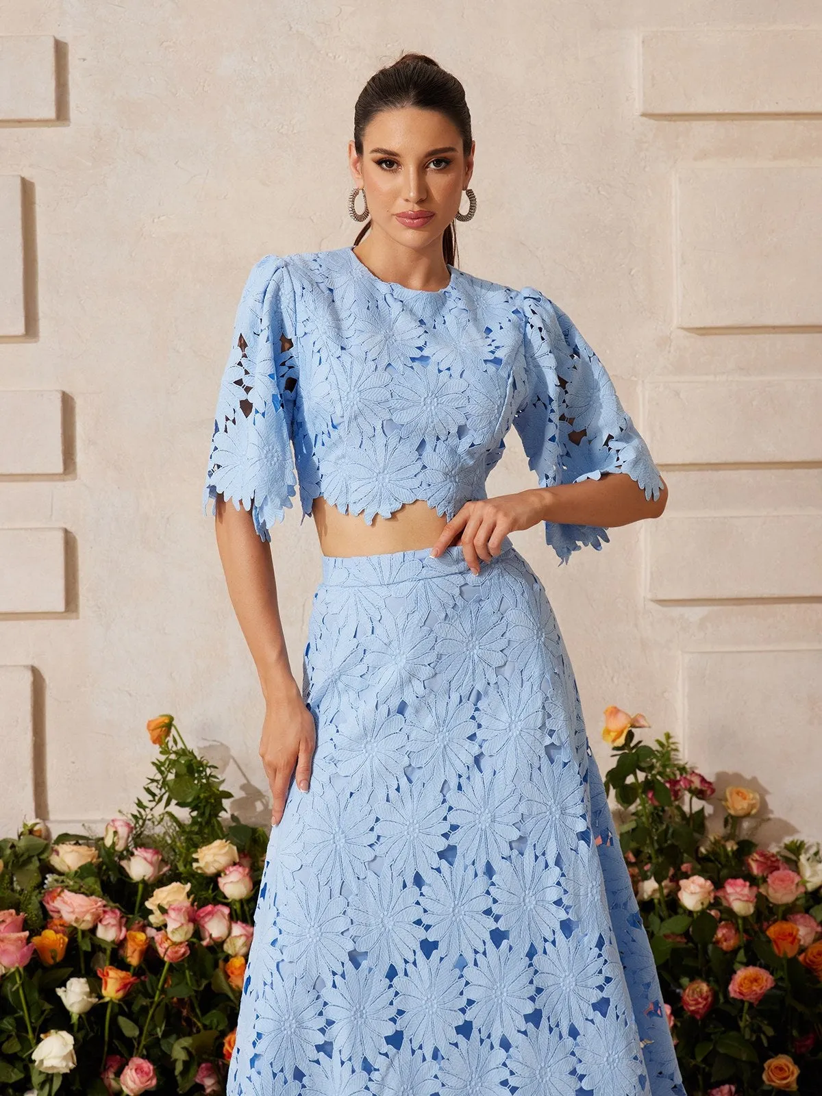 Zaelyth Floral Embroidered Skirt Set sold by Mew Mews product image thumbnail 3